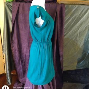 Soprano teal stretch Grecian dress sz small
